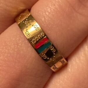 Gucci Gold Ring with Red and Green Details